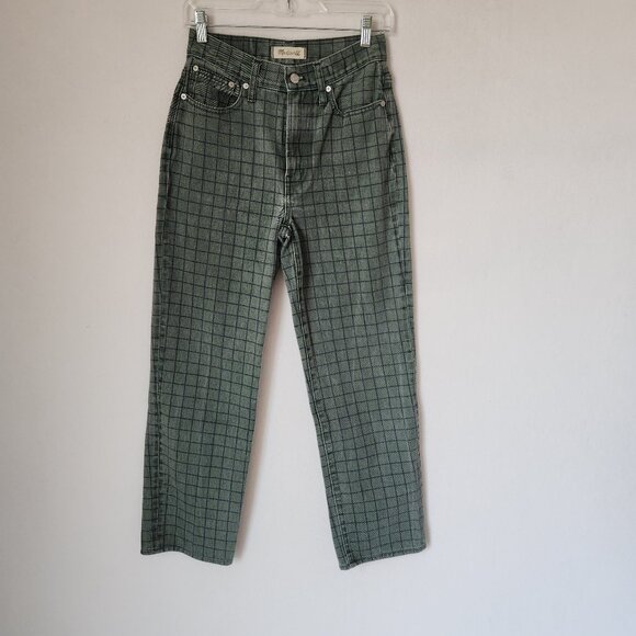 NWoT Madewell The Perfect Vintage Straight Jean Windowpane Plaideans Green - Picture 2 of 14